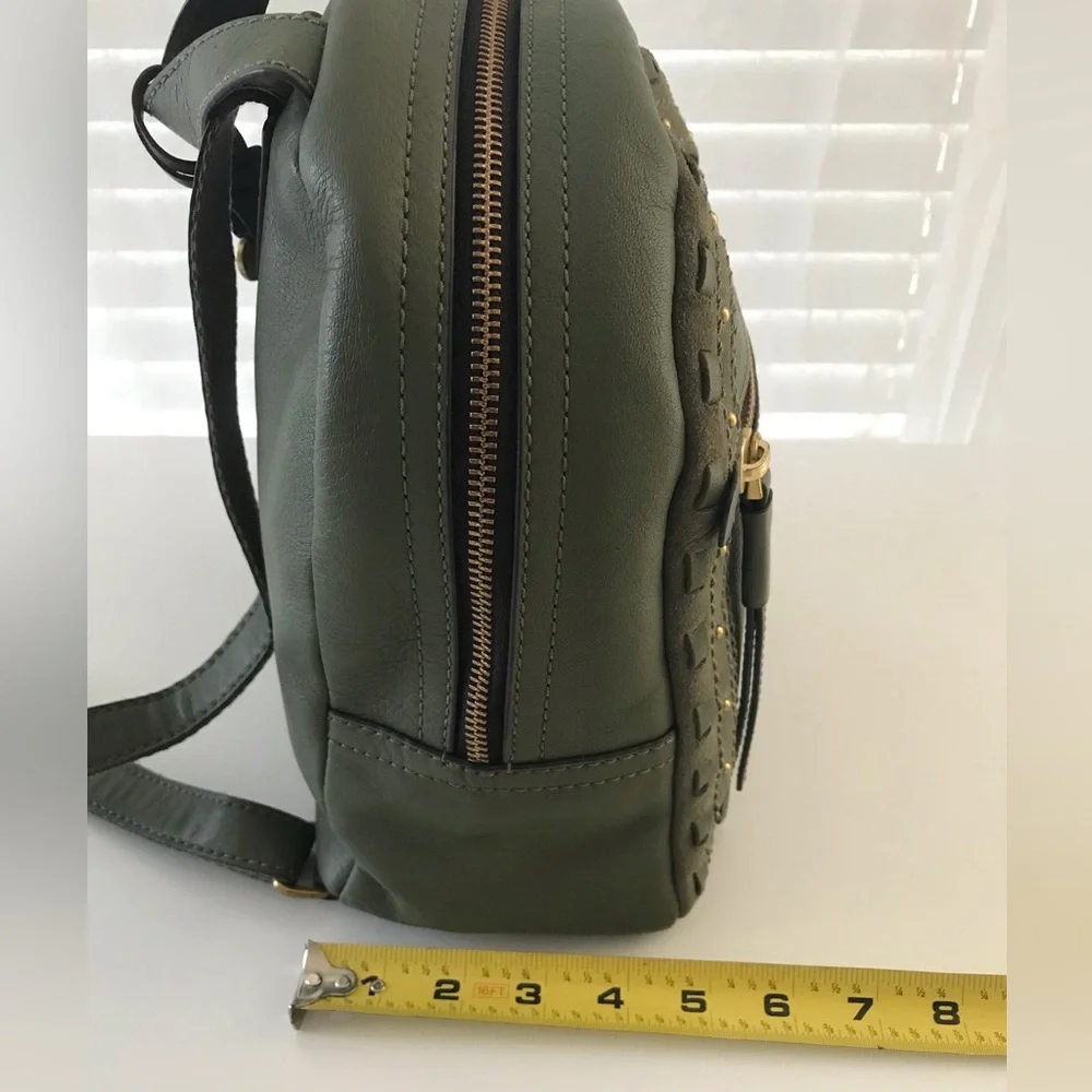 NEW!! FOSSIL COW HIDE Leather Backpack Purse Handbag Olive Green.